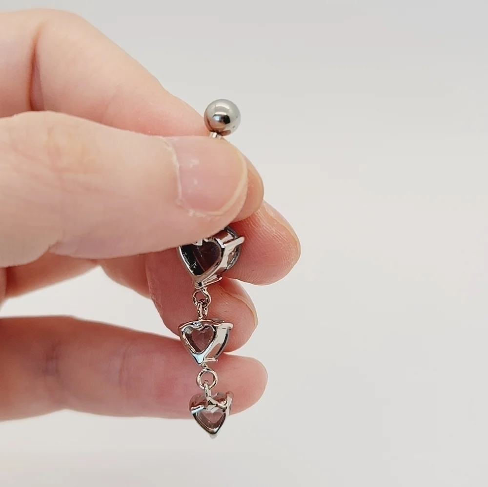New Sterling Silver CZ Belly Button Navel Ring